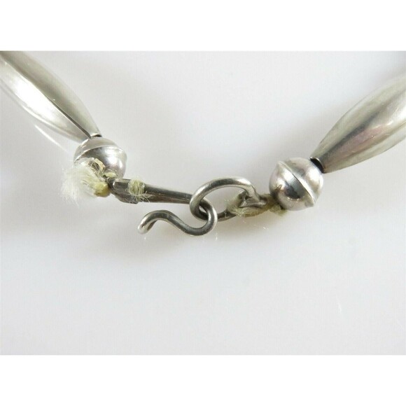 Tsethlikai Jo. Zuni Sterling Silver Coral Turquoise Bench Made Sterling Necklace - Picture 6 of 10